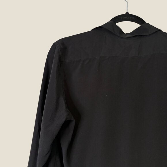 Lauren Ralph Lauren 100% Silk Button Down Black Blouse Size 4 - Picture 10 of 13